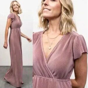 NWT Baltic Born Athena Pink Pleated Satin Maxi Dress XXL
